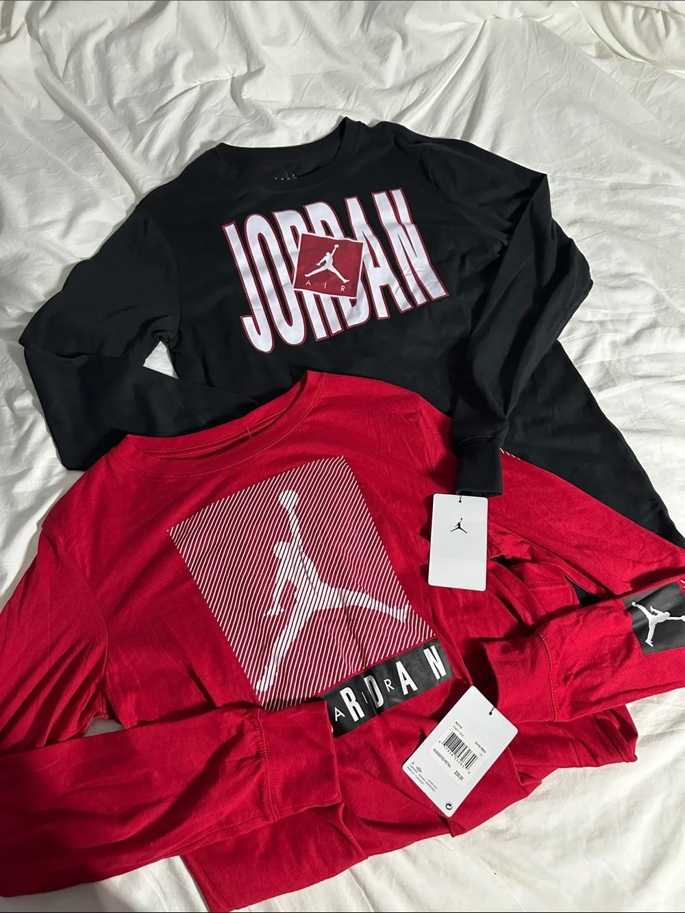 JORDAN | Bundle x 2 | NWT | XL Youth Long Sleeve Shirts | Black & Red Classic